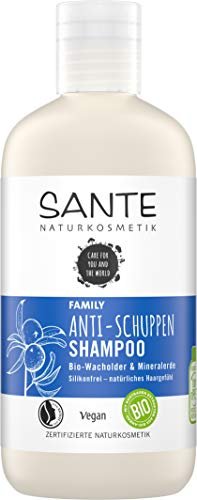 SANTE Naturkosmetik Anti-Schuppen Shampoo Bio-Wacholder & Mineralerde, Natürlich effektiv gegen Schuppen & Neubildung, Beruhigt gereizte & trockene Kopfhaut, Vegan, 250ml
