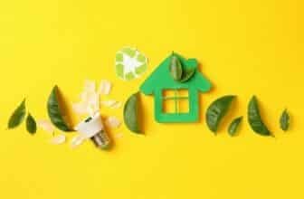 Green energy recycled concept on yellow background