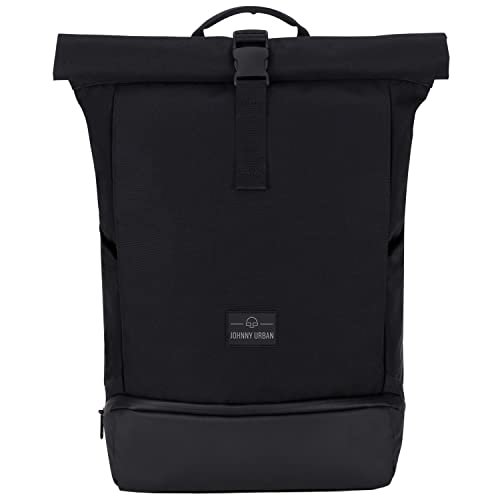 Johnny Urban Rolltop Rucksack Damen & Herren Groß Schwarz - Allen Large - Laptop Backpack für Uni, Business, Fahrrad - Nachhaltig - Wasserabweisend